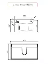 Caisson de meuble Harmonie 80cm 1 tiroir Chêne doré vasque en option - OZE Réf. CAIS-HAR800CD-1T
