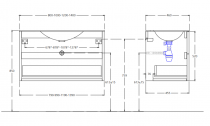 Caisson de meuble Honoré 100cm 2 tiroirs Amande microciment (sans vasque) - O\'DESIGN Réf. CAIS-HONO1000MAM