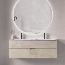 Caisson de meuble Honoré 140cm 2 tiroirs Amande microciment (sans vasque) - O\'DESIGN Réf. CAIS-HONO1400MAM