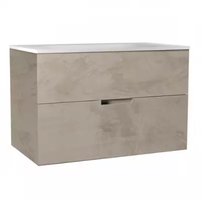 Caisson de meuble Honor� 80cm 2 tiroirs Amande microciment (sans vasque) - O\'DESIGN R�f. CAIS-HONO800MAM