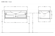 Caisson de meuble Horn 100cm 1 tiroir Blanc craie (sans vasque) - O\'DESIGN Réf. CAIS-HORN1000BM-1T