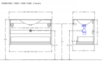 Caisson de meuble Horn 120cm 2 tiroirs Chêne pour 2 vasques (sans vasque) - O\'DESIGN Réf. CAIS-HORN1200CH