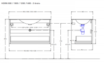 Caisson de meuble Horn 120cm 2 tiroirs Chêne pour simple vasque gauche (sans vasque) - O\'DESIGN Réf. CAIS-HORN1200CH-CG