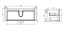 Caisson de meuble Indiana 120cm 2 tiroirs Chêne arizona lisse / Vasque en option - OZE Réf. CAIS-IND1200CA