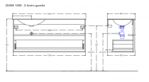 Caisson Dune 120cm 2 tiroirs pour cuve à gauche Chêne (vasque en option) - O\'DESIGN Réf. CAIS-DUNE1200CH-CG