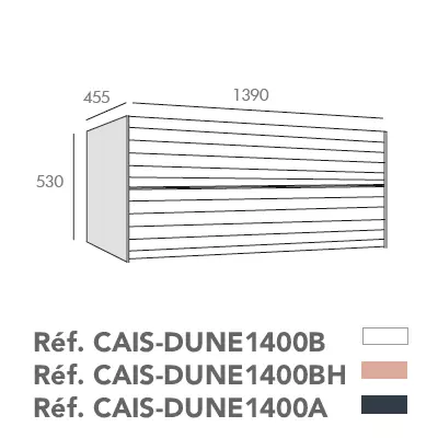 Caisson Dune 140cm 2 tiroirs pour double vasque Blanc craie - O\'DESIGN R�f. CAIS-DUNE1400B