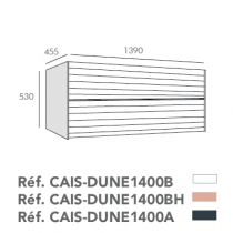 Caisson Dune 140cm 2 tiroirs pour double vasque Blanc craie - O\'DESIGN Réf. CAIS-DUNE1400B