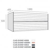 Caisson Dune 140cm 2 tiroirs pour double vasque Noir absolu - O\'DESIGN Réf. CAISDUNE1400NM