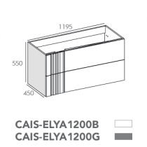 Caisson Elya 120cm 2 tiroirs Graphite - pour vasque double - O\'DESIGN Réf. CAIS-ELYA1200G