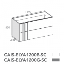 Caisson Elya 120cm 2 tiroirs Graphite - pour vasque simple Blanc craie - O\'DESIGN Réf. CAIS-ELYA1200B-SC
