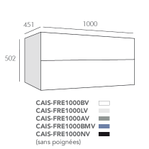 Caisson Frégate 100cm 2 tiroirs Blanc sans poignée - O\'DESIGN Réf. CAISFRE1000BV