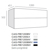 Caisson Frégate 120cm (pour double vasque) 2 tiroirs Aloé sans poignée  - O\'DESIGN Réf. CAISFRE1200AV