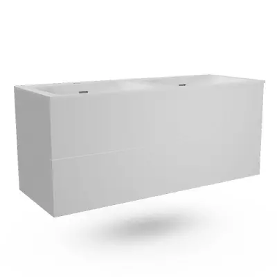 Caisson Fr�gate 120cm (pour double vasque) 2 tiroirs Blanc craie mat sans poign�e - O\'DESIGN R�f. CAIS-FRE1200BM