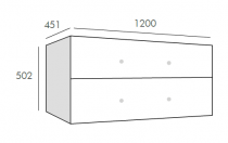 Caisson Frégate 120cm (pour double vasque) 2 tiroirs Blanc craie mat sans poignée - O\'DESIGN Réf. CAIS-FRE1200BM