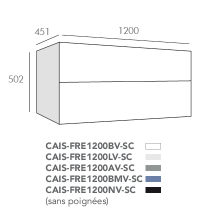 Caisson Frégate 120cm (pour simple vasque) 2 tiroirs Blanc sans poignée - O\'DESIGN Réf. CAISFRE1200BVSC