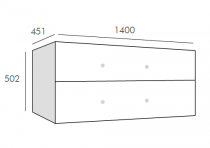 Caisson Frégate 140cm 2 tiroirs Blanc craie mat sans poignée - O\'DESIGN Réf. CAIS-FRE1400BM