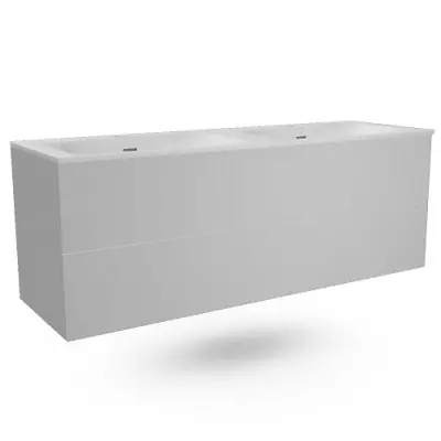 Caisson Fr�gate 140cm 2 tiroirs Blanc craie mat sans poign�e - O\'DESIGN R�f. CAIS-FRE1400BM