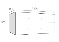 Caisson Frégate 140cm 2 tiroirs Noir mat sans poignée - O\'DESIGN Réf. CAIS-FRE1400NM