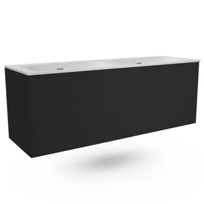 Caisson Fr�gate 140cm 2 tiroirs Noir mat sans poign�e - O\'DESIGN R�f. CAIS-FRE1400NM
