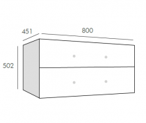 Caisson Frégate 80cm 2 tiroirs Blanc Craie mat sans poignée - O\'DESIGN Réf. CAIS-FRE800BM