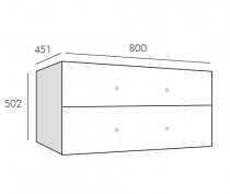 Caisson Frégate 80cm 2 tiroirs Sable satiné sans poignée  - O\'DESIGN Réf. CAIS-FRE800S