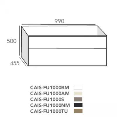 Caisson Fuji 100cm 2 tiroirs Smoke poudr� - O\'DESIGN R�f. CAISFU1000S
