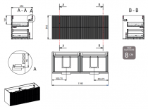 Caisson Gaban 120cm 4 tiroirs Chêne sans poignée / sans vasque - O\'DESIGN Réf. CAIS-GAB1200CN