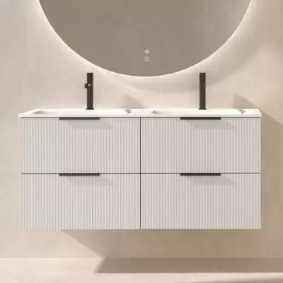 Caisson Gaban 140cm 4 tiroirs Blanc velours sans poign�e / sans vasque - O\'DESIGN R�f. CAIS-GAB1400BV