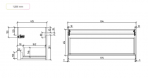 Caisson meuble Agate 120cm 2 tiroirs Chêne ambré / vasque en option - OZE Réf. CAIS-AGATE1200CC