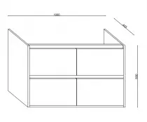 Caisson meuble Birdie 100cm 4 tiroirs Blanc mat / Chêne doré - Vasque en option - OZE Réf. CAIS-BIRDIE1000-4T