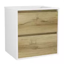 Caisson meuble Birdie 60cm 2 tiroirs Blanc mat / Chêne doré - Vasque en option - OZE Réf. CAIS-BIRDIE600