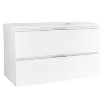 Caisson meuble City 100cm 2 tiroirs Blanc mat / vasque en option - OZE Réf. CAIS-CITY1000B-T