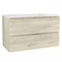 Caisson meuble City 100cm 2 tiroirs Chêne clair / vasque en option - OZE Réf. CAIS-CITY1000CC-T