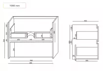 Caisson meuble City 100cm 2 tiroirs Chêne clair / vasque en option - OZE Réf. CAIS-CITY1000CC-T