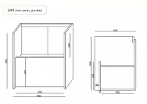 Caisson meuble City 60cm 2 portes Chêne clair / vasque en option - OZE Réf. CAIS-CITY600CC-P