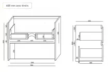 Caisson meuble City 60cm 2 tiroirs Chêne clair / vasque en option - OZE Réf. CAIS-CITY600CC-T