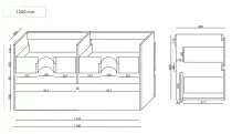 Caisson meuble Come 120cm 4 tiroirs Chêne doré / vasque en option - OZE Réf. CAIS-S1200CD