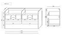 Caisson meuble Come 140cm 4 tiroirs Blanc mat / vasque en option- OZE Réf. CAIS-S1400B