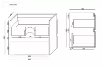 Caisson meuble Come 70cm 2 tiroirs Blanc mat - OZE Réf. CAIS-S700B