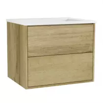 Caisson meuble Gamma 60cm 2 tiroirs Chêne doré / vasque en option - OZE Réf. CAIS-GAMMA600CD