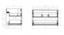 Caisson meuble Gamma 80cm 2 tiroirs Noir mat / vasque en option - OZE Réf. CAIS-GAMMA800NM