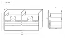 Caisson meuble Garos 120cm 4 tiroirs Blanc brillant / vasque en option - OZE Réf. CAIS-GAROS1200B