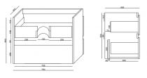 Caisson meuble Garos 80cm 2 tiroirs Blanc brillant - OZE Réf. CAIS-GAROS800B