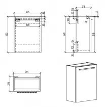 Caisson meuble lave-mains Lupio Blanc brillant / vasque en option - OZE Réf. CAIS-LUPIO-B