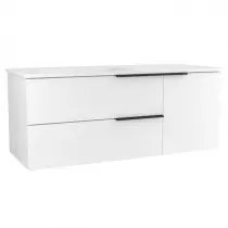 Caisson meuble suspendu Celtic 120cm 2 tiroirs + 1 porte Blanc brillant / Vasque en option - OZE Réf. CAIS-CELTIC120B-P