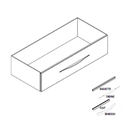 Caisson meuble vasque BENTO 100cm 1 tiroir / Poign�e Bandeau, Baguette, Flap ou Ondine - Laque au choix - DECOTEC 1796041