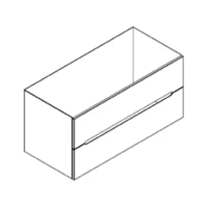 Caisson meuble vasque BENTO 100cm 2 tiroirs / Poign�e Prise de main alu bross� - Laque au choix - DECOTEC R�f. 1791041