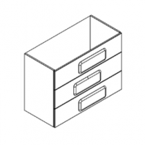 Caisson meuble vasque BENTO 100cm 3 tiroirs / Poignée Nuage - Laque au choix - DECOTEC