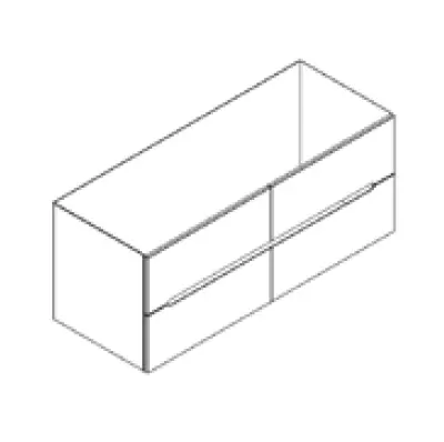 Caisson meuble vasque BENTO 120cm double 4 tiroirs / Poign�e Prise de main - Laque au choix - DECOTEC R�f. 1791061