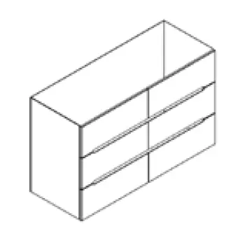 Caisson meuble vasque BENTO 120cm double 6 tiroirs / Poign�e Prise de main - Laque au choix - DECOTEC
